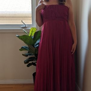 ASOS petite ruched raspberry bridesmaid gown NWT